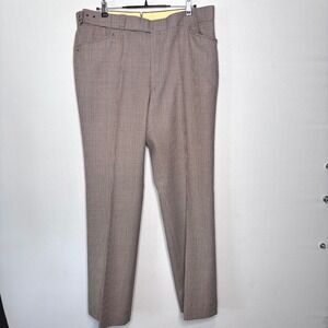 Dark Academia Houndstooth Wool Trousers Size 37x34 Brown Daks London Street